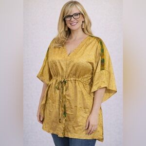 DARN GOOD Aanya Adjustable Short Kaftan SZ G 14-32? GOLD Floral Curvy